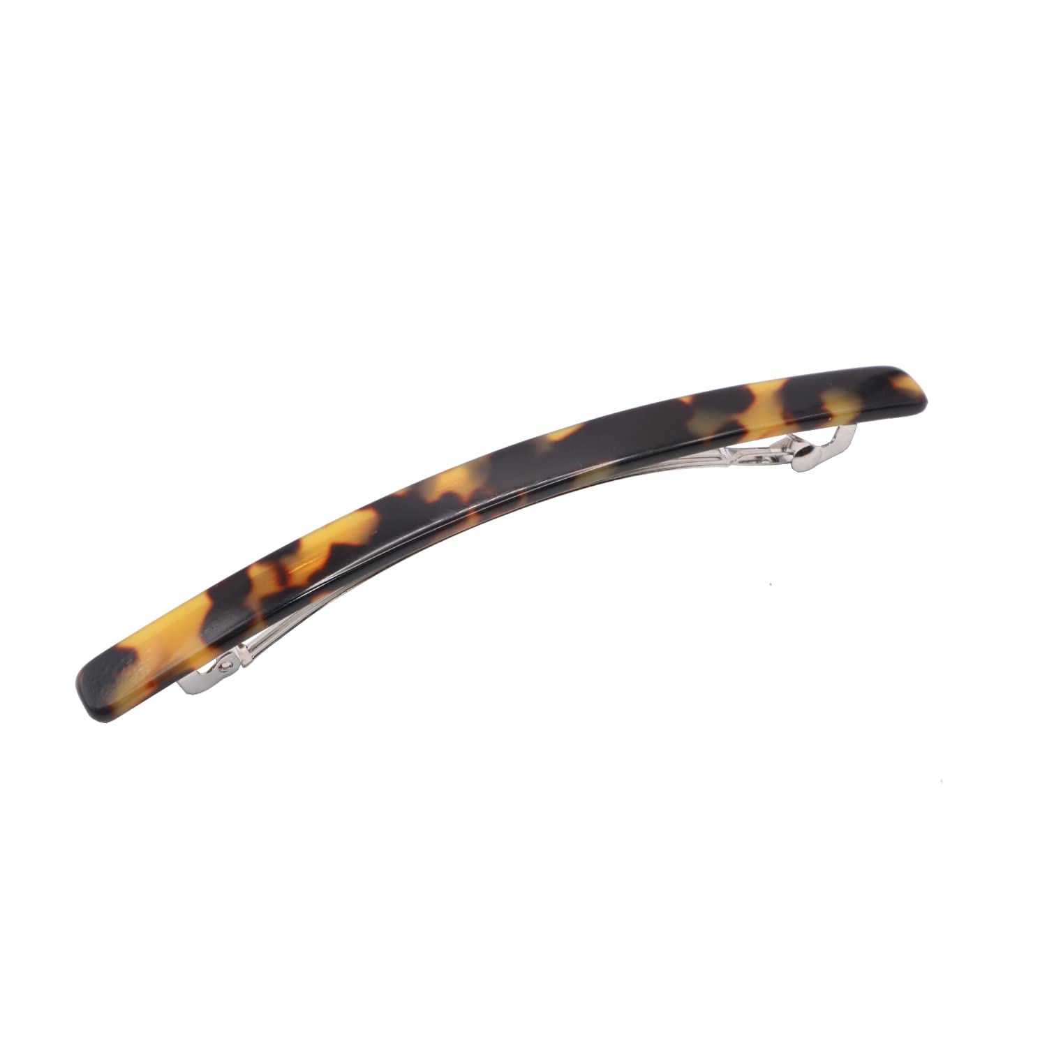 French Amie Long And Thin Large 4” Celluloid Handmade Hair Clip Barrette