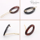 Parcelona French Eggie Oval Mini Snap on Hair Clips for Girls and Women