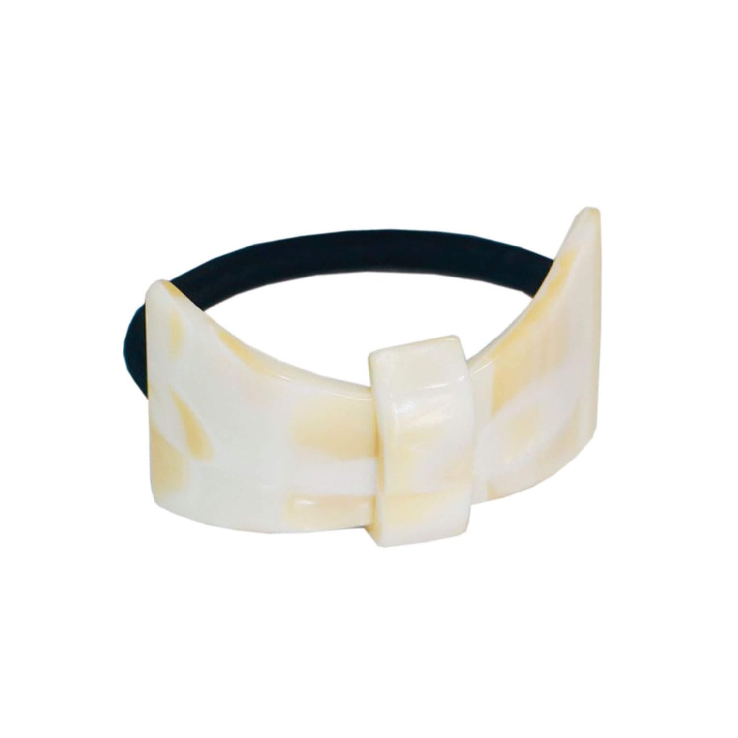 French Amie Bow Knot Handmade Celluloid Elastic Hair Tie for Women and Girls