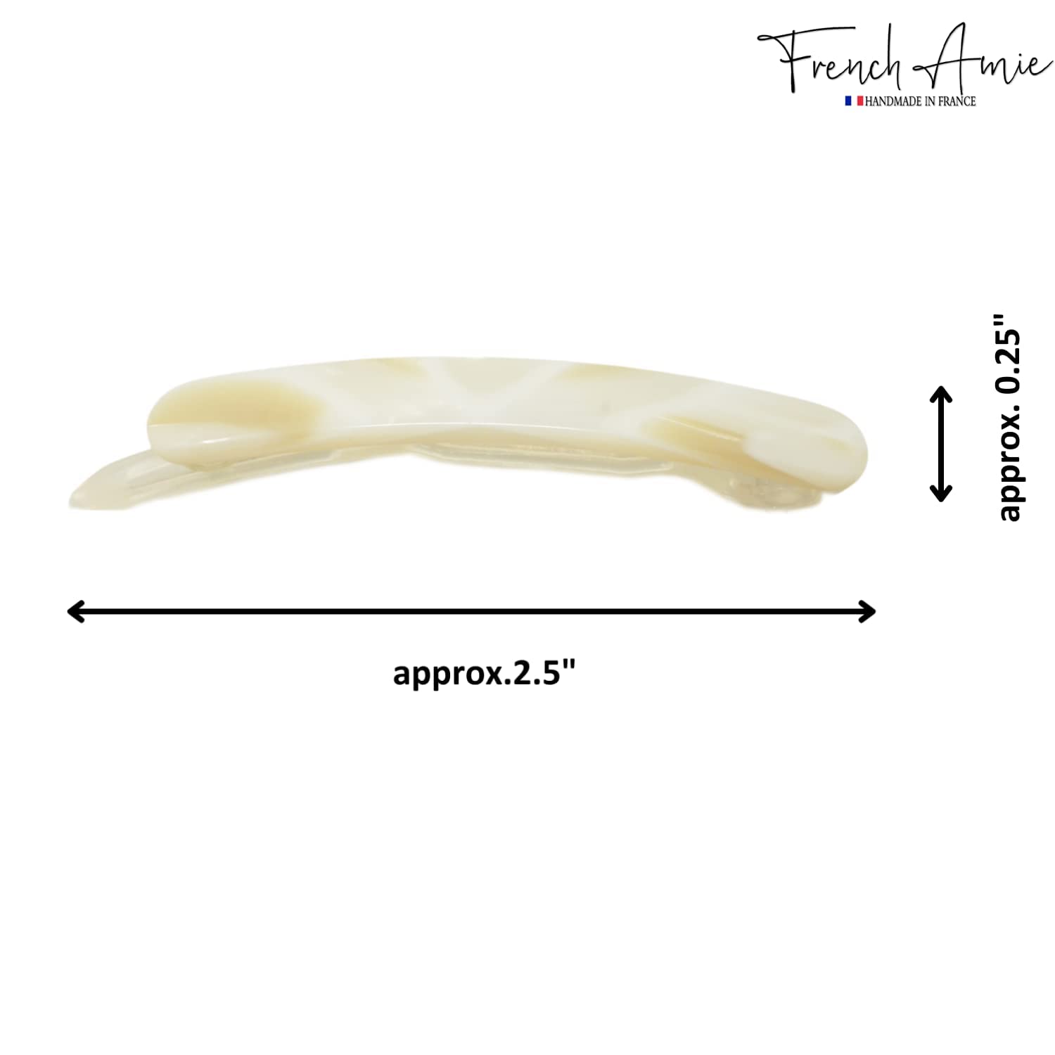 French Amie Rounded Oblong Small Cellulose No Metal Hair Slide Barrettes(2 Pcs)