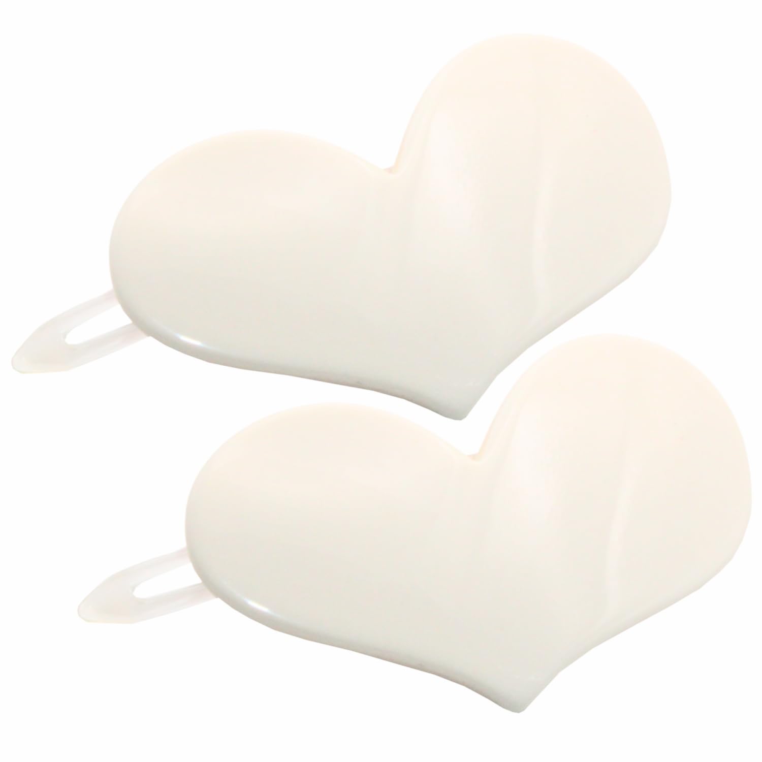 French Amie Cupid Hearts Small Celluloid Metal Free Snap Hair Clips - 2 Pcs