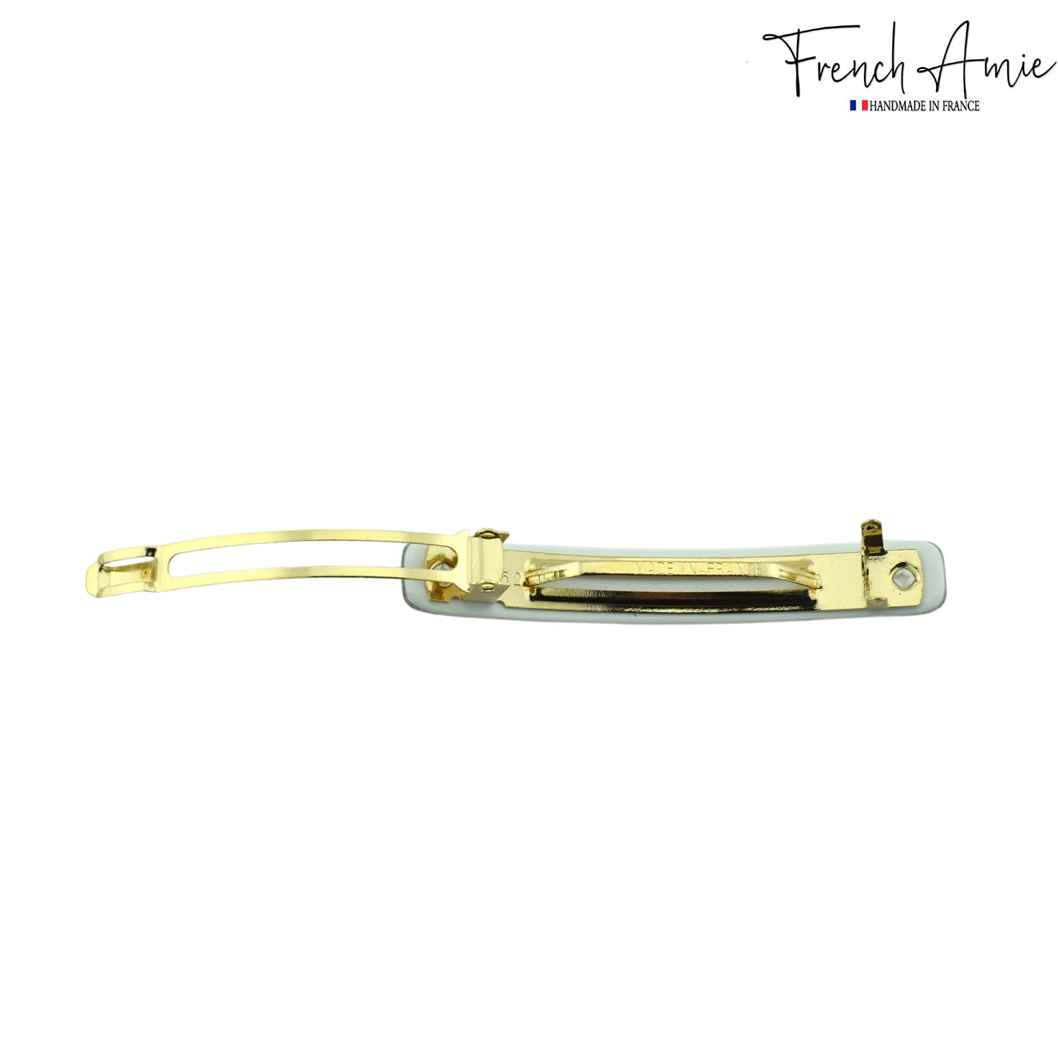 French Amie Small 2 1/4" Glitter Celluloid Acetate Automatic Hair Clip Barrette