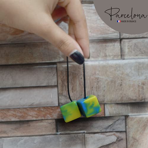 Parcelona French Twin Cube Small Cellulose Acetate Elastic Hair Ties (2 Pcs)