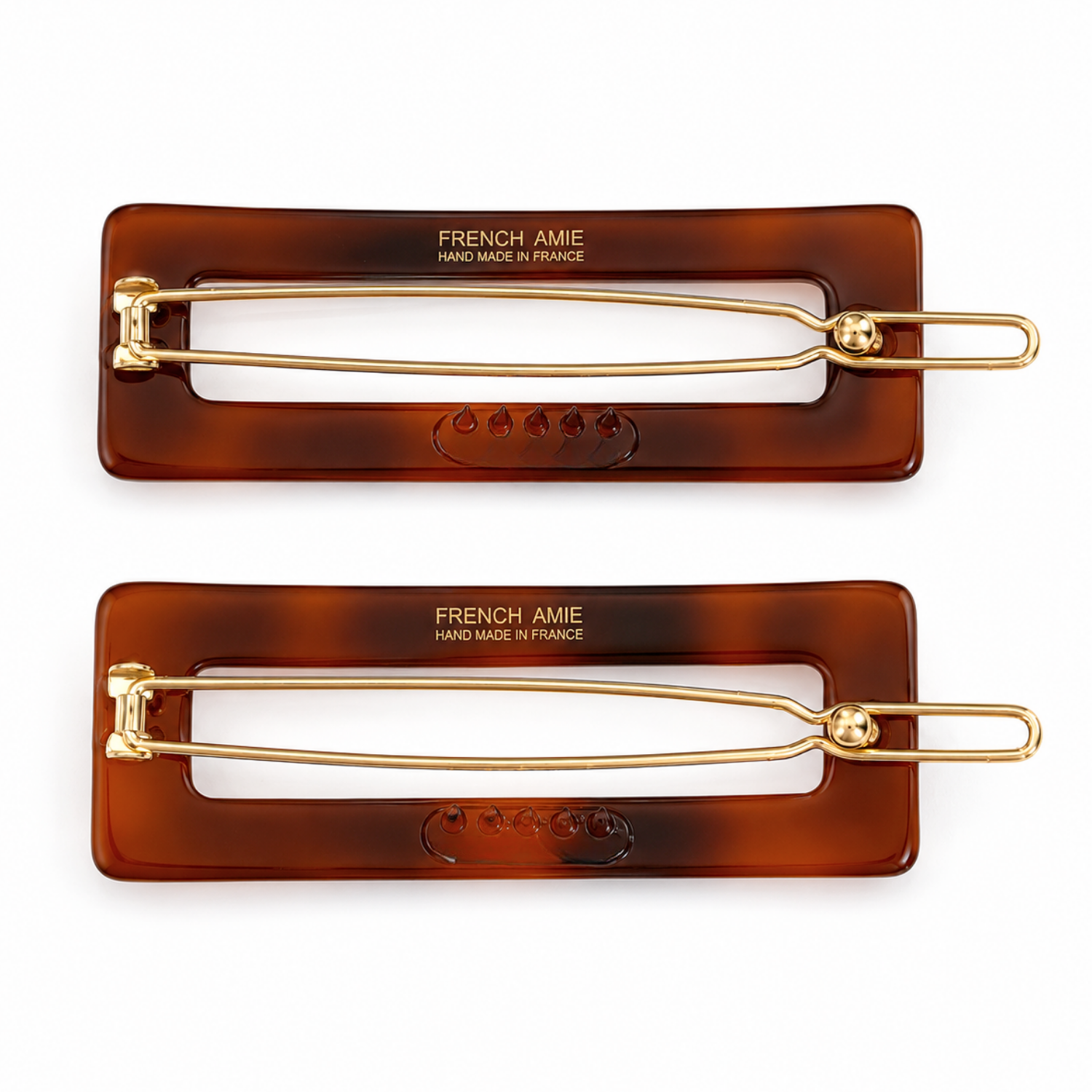 French Amie Small 2.25 Inch Open Window Rectangle Hair Barrette Clip Set of 2