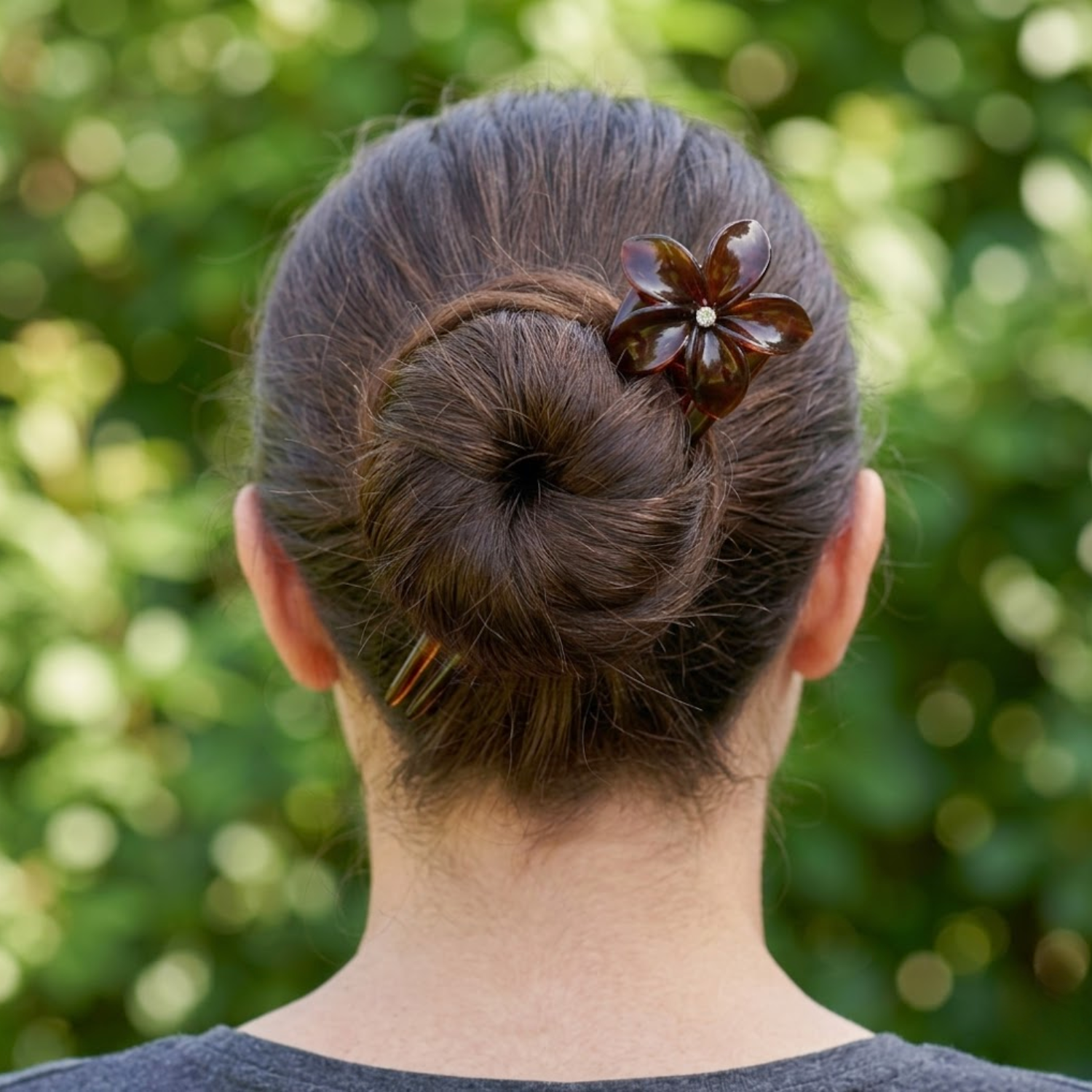 Parcelona French Belle Flower Shell Chignon Cellulose Hair U Stick Pin