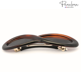 Parcelona French Infinity Barrette 4.25" Tortoise Shell Non Slip Hair Clip for Women