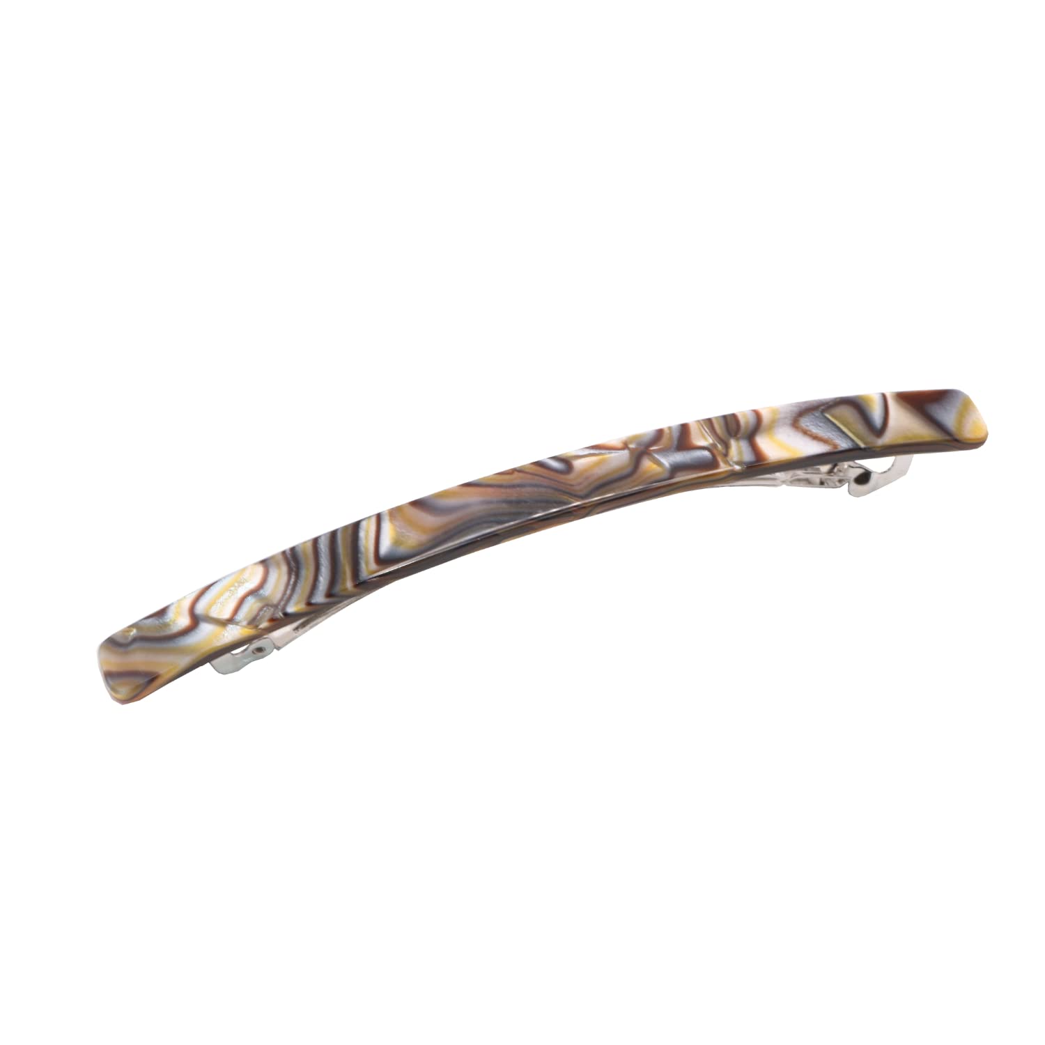 French Amie Long And Thin Large 4” Celluloid Handmade Hair Clip Barrette