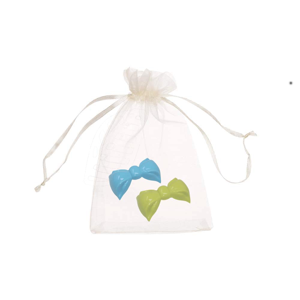 Parcelona French Angel Bow Blue and Green Small 2” Cellulose Set of 2 Hair Clip