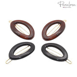 Parcelona French Eggie Oval Mini Snap on Hair Clips for Girls and Women