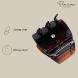 Parcelona French Mignon 1.25" Mini Hair Claw Crystal Accent Clips for Women 2pcs