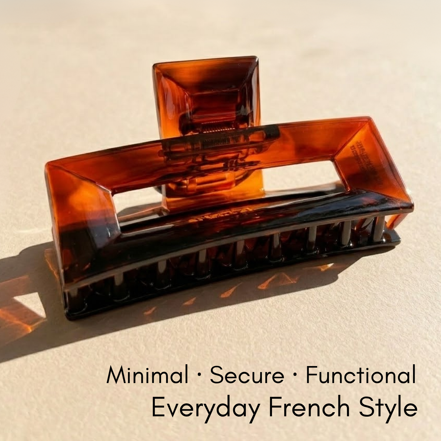 Parcelona French Rectangle 3.5" Tortoise Shell Cellulose Hair Claw Jaw Clip