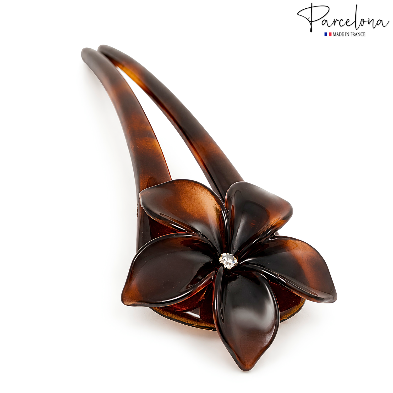 Parcelona French Belle Flower Shell Chignon Cellulose Hair U Stick Pin