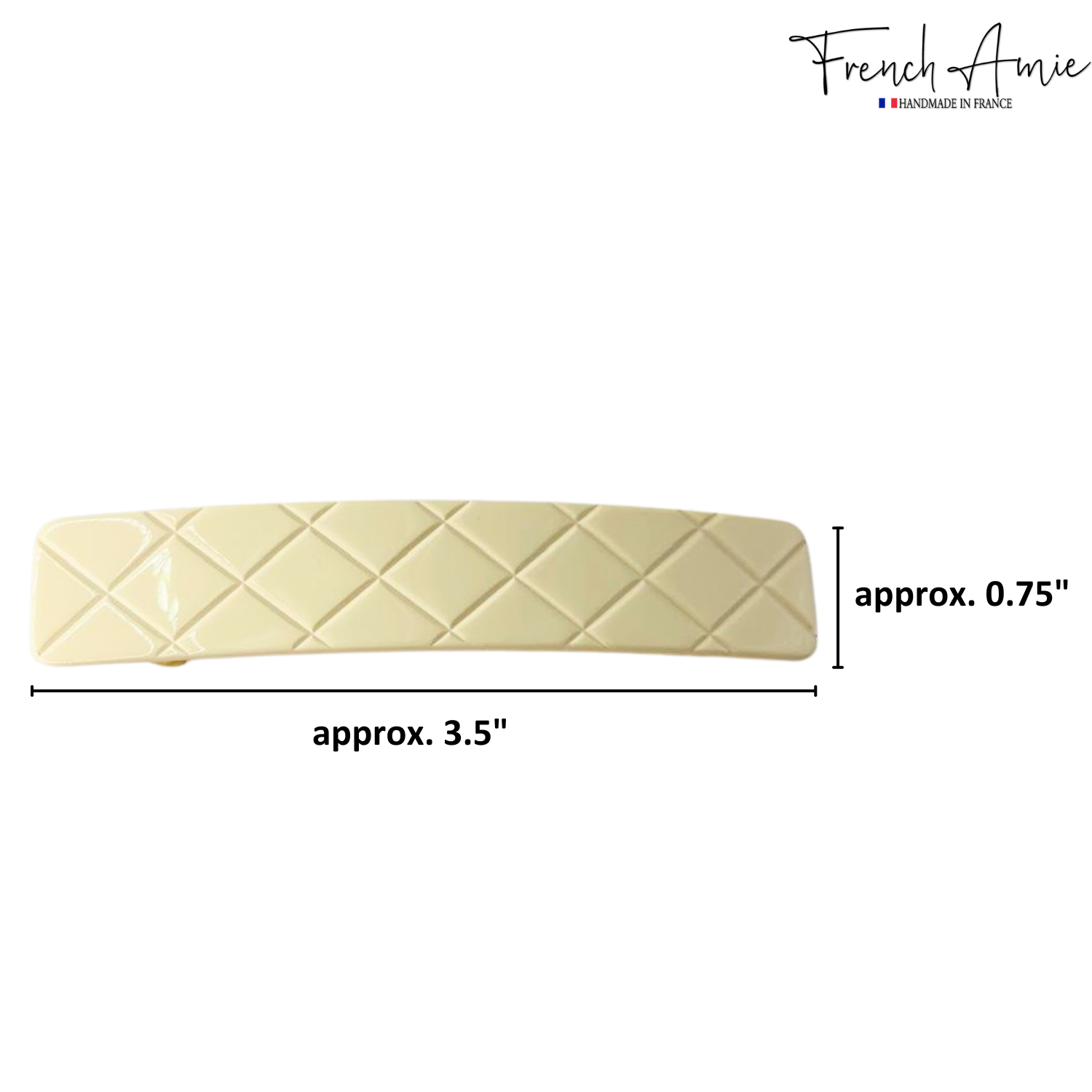 French Amie Quilted Barrette 3.5 Inch Cellulose Acetate Hair Clip for Women