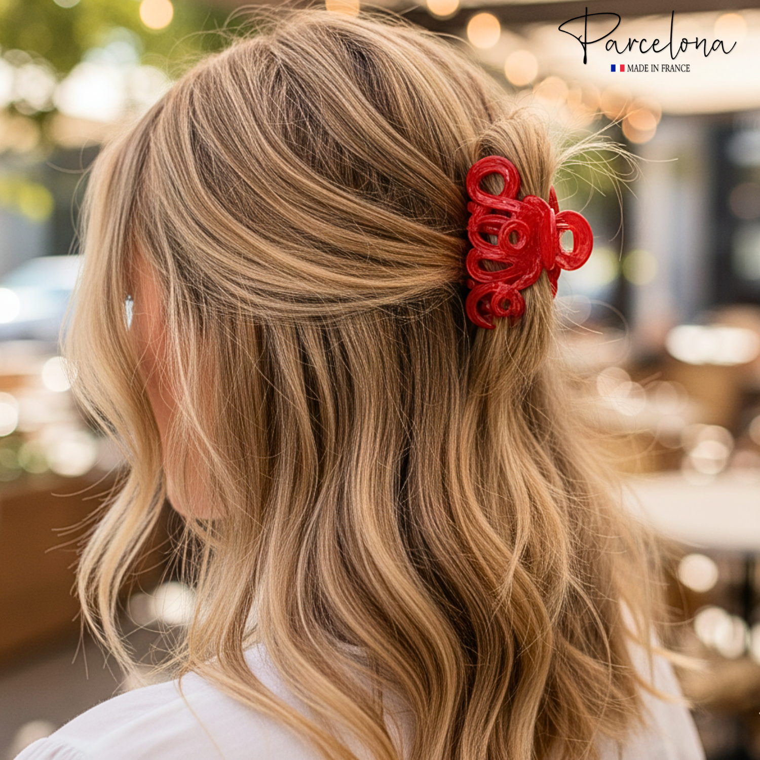 Parcelona French Love Small 2" Celluloid Acetate Hair Claws for Women and Girls
