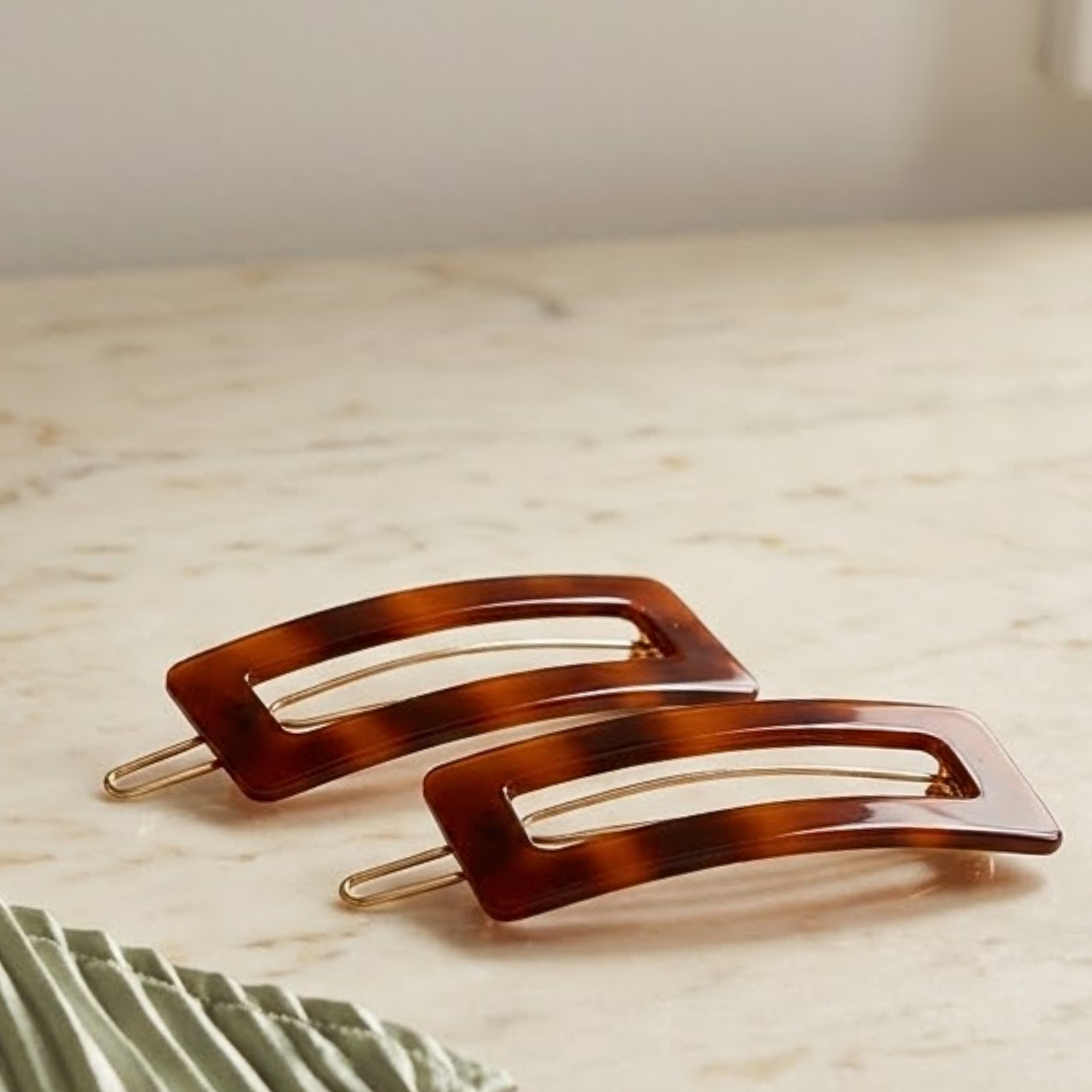 French Amie Small 2.25 Inch Open Window Rectangle Hair Barrette Clip Set of 2