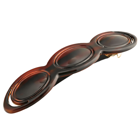 Parcelona French Scalloped Oval Barrette 4.75" Tortoise Shell Non-Slip Hair Clip Grip