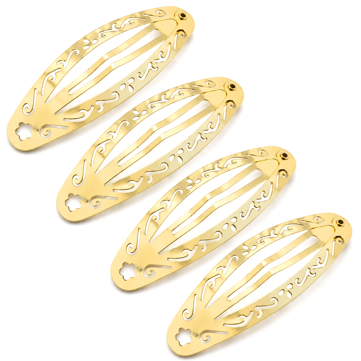 Moeni Filigree Cutout 3.25" Large Metal Snap Hair Clips Barrettes Womens 4 Pack