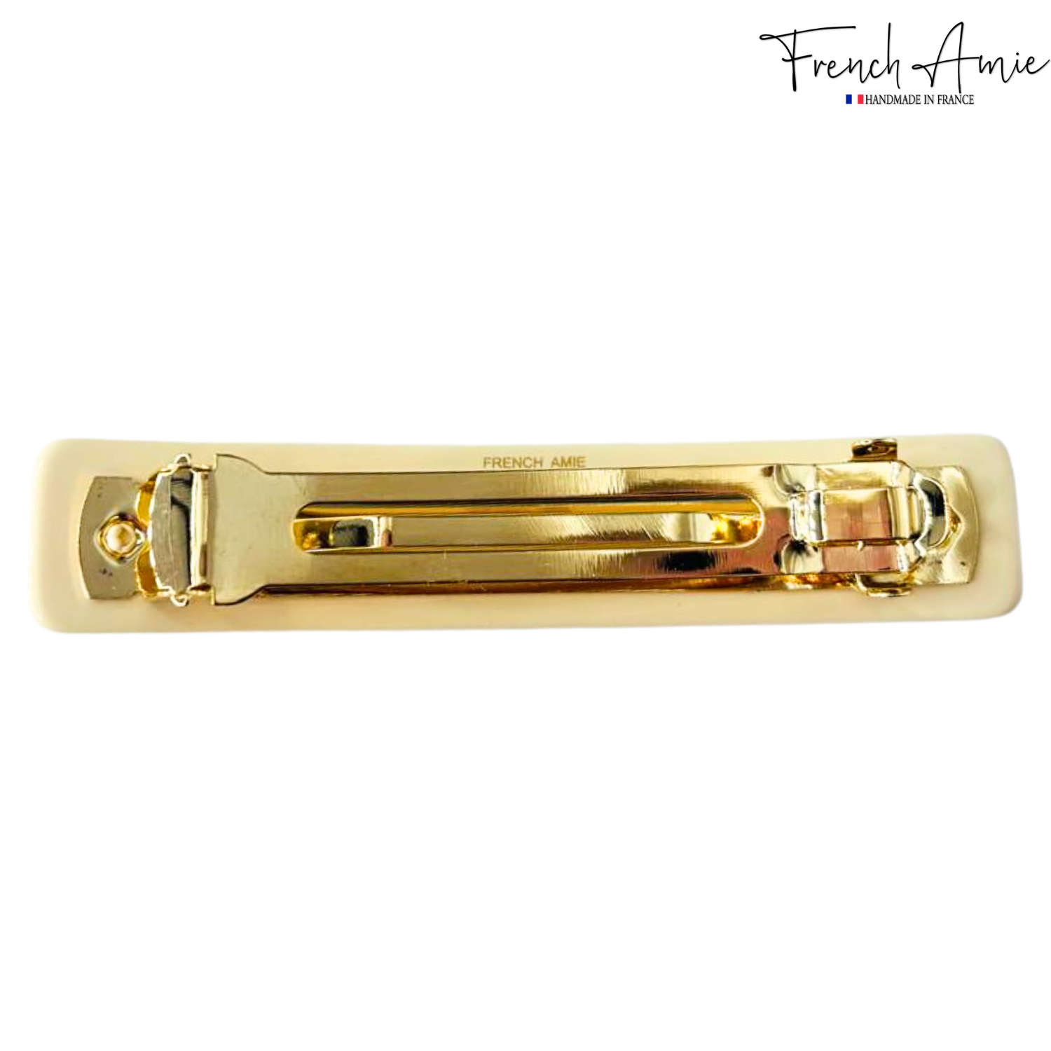 French Amie Quilted Barrette 3.5 Inch Cellulose Acetate Hair Clip for Women