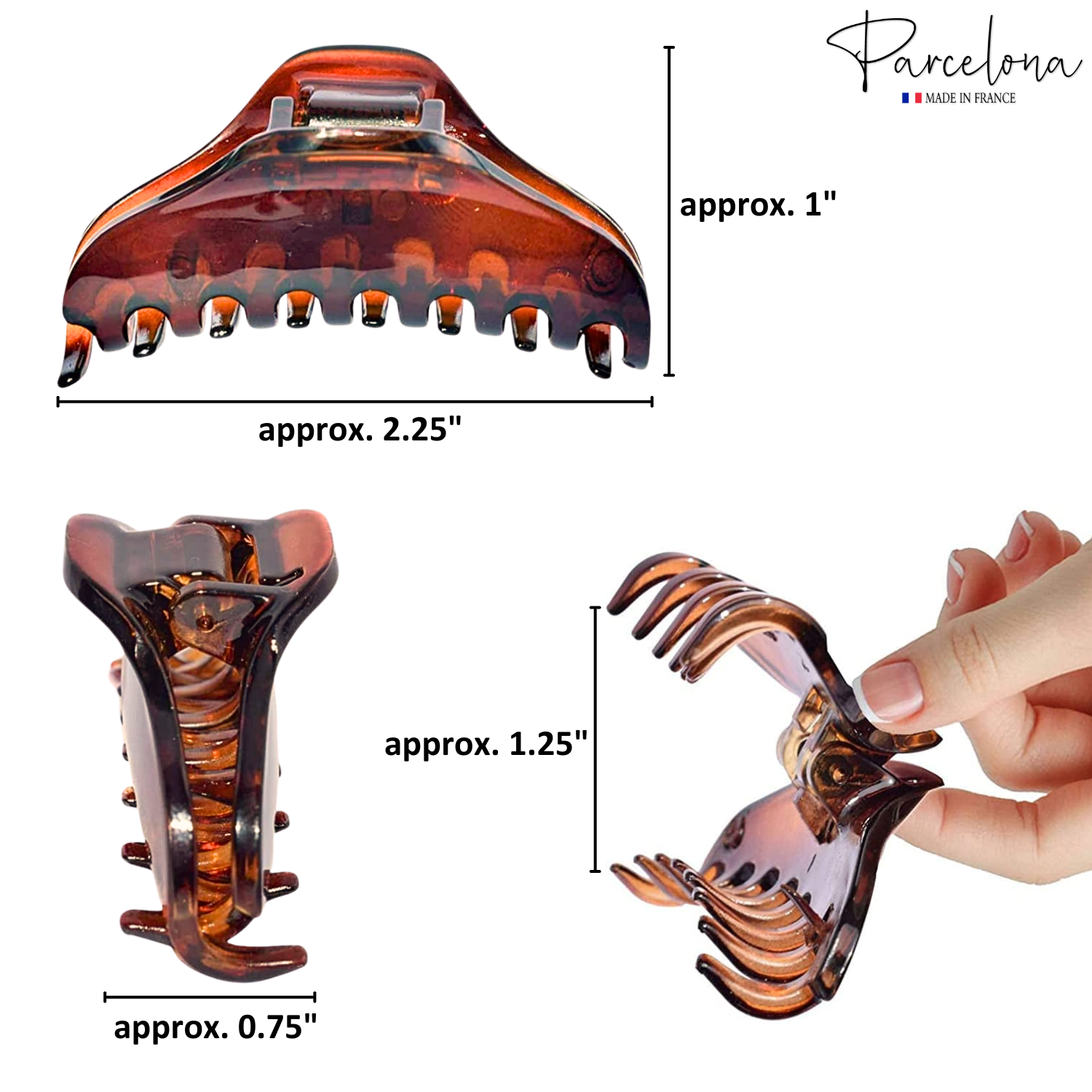Parcelona France Skinny Boss Hair Claw 2 1/4" Small Jaw Hair Clips for Women