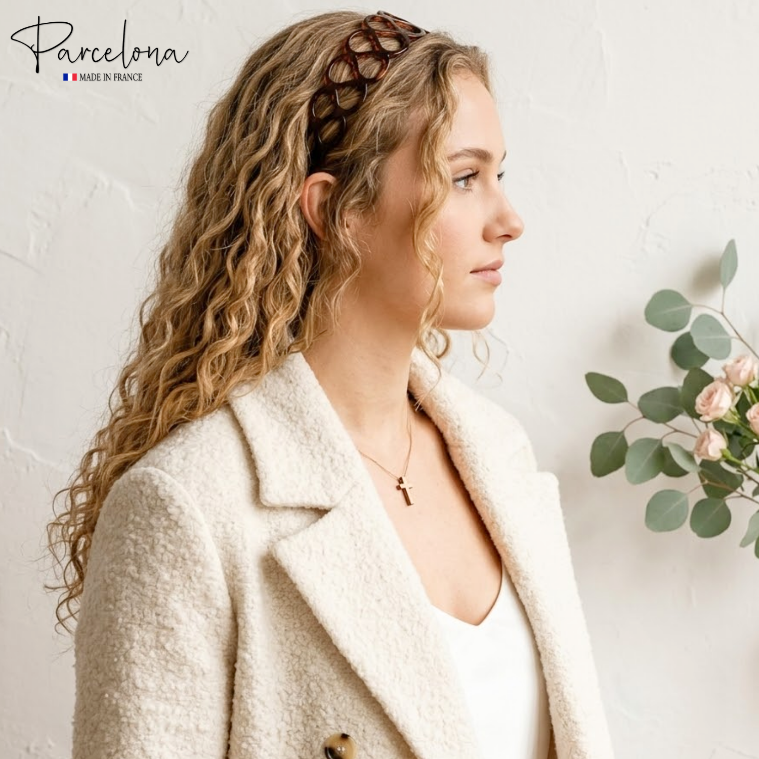 Parcelona French Twisted Loops Shell 1 1/2” Wide Flexible Hair Headband