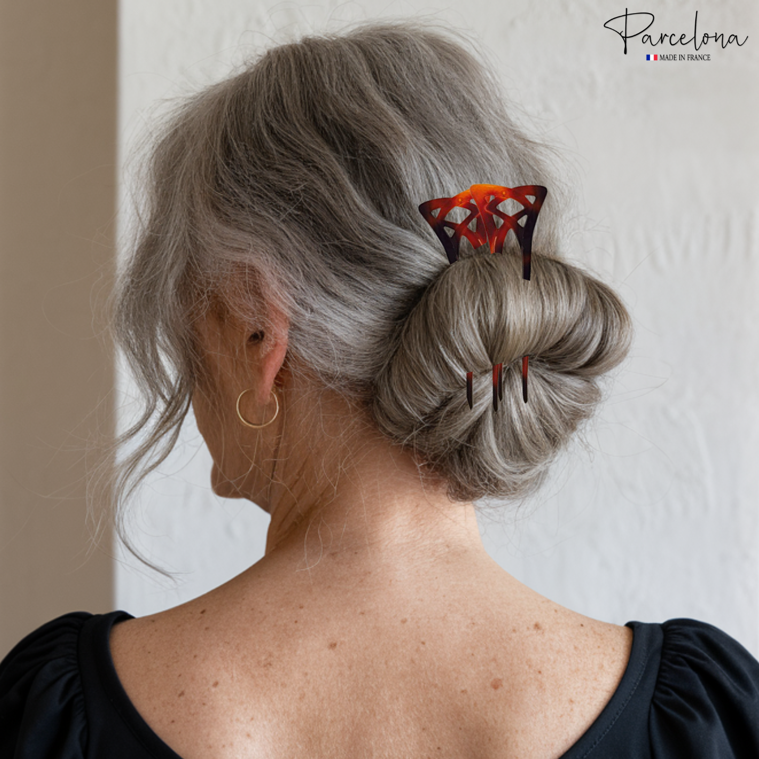 Parcelona French Princess Large Shell Chignon Bun Hair Updo U Stick Pin 2 Pieces