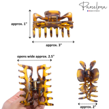 Parcelona French Classic 3" Medium Celluloid Hair Claws for Women & Girls (2Pcs)