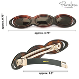 Parcelona French Scalloped Oval Barrette 4.75" Tortoise Shell Non-Slip Hair Clip Grip