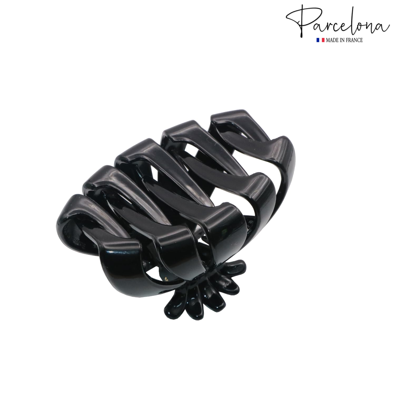 Parcelona French Fleur Medium 3.25" Wide Teeth Cellulose Hair Claw for Women
