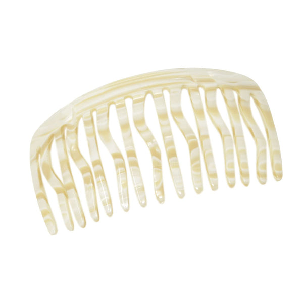French Amie Handmade Large Tokyo and Ivory Celluloid 15 Teeth Side Hair Comb