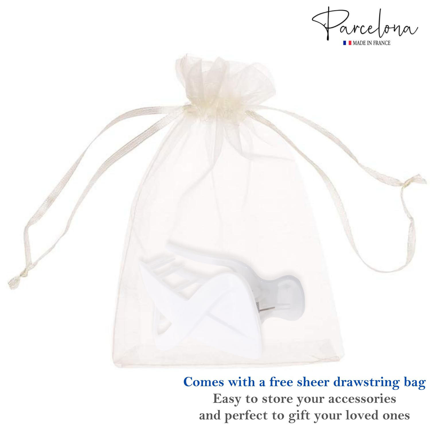Parcelona French Infinity Loop Medium 3” Cellulose Hair Claw for Women and Girls