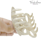 French Amie Flower Bloom 3" Handmade Celluloid No Slip Grip Hair Claw Clip
