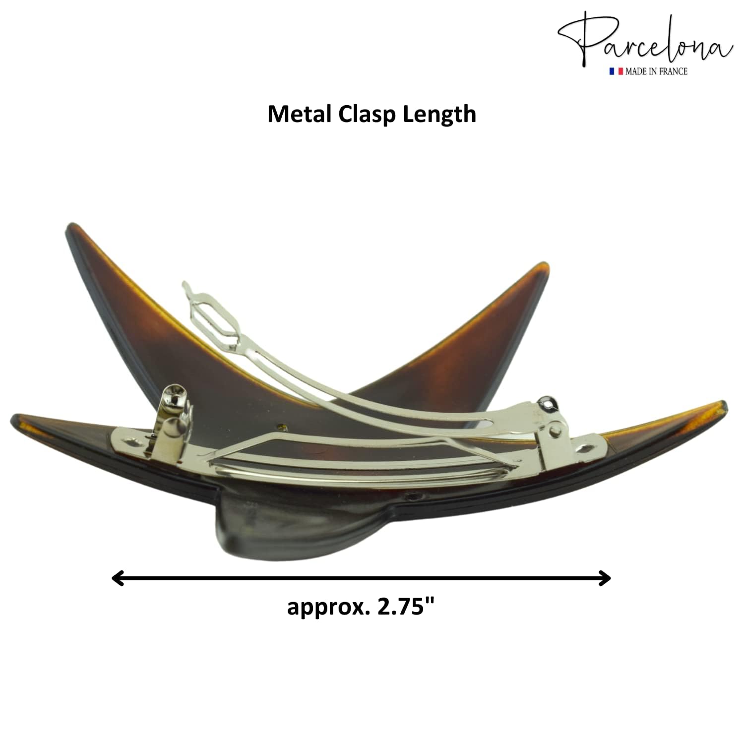 Parcelona French Star Large Shell Brown Cellulose Strong Grip Hair Clip Barrette