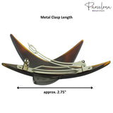 Parcelona French Star Large Shell Brown Celluloid Strong Grip Hair Clip Barrette