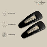 Parcelona French Mini Set of 4 Small 1.25" Celluloid Snap Hair Pins for Women