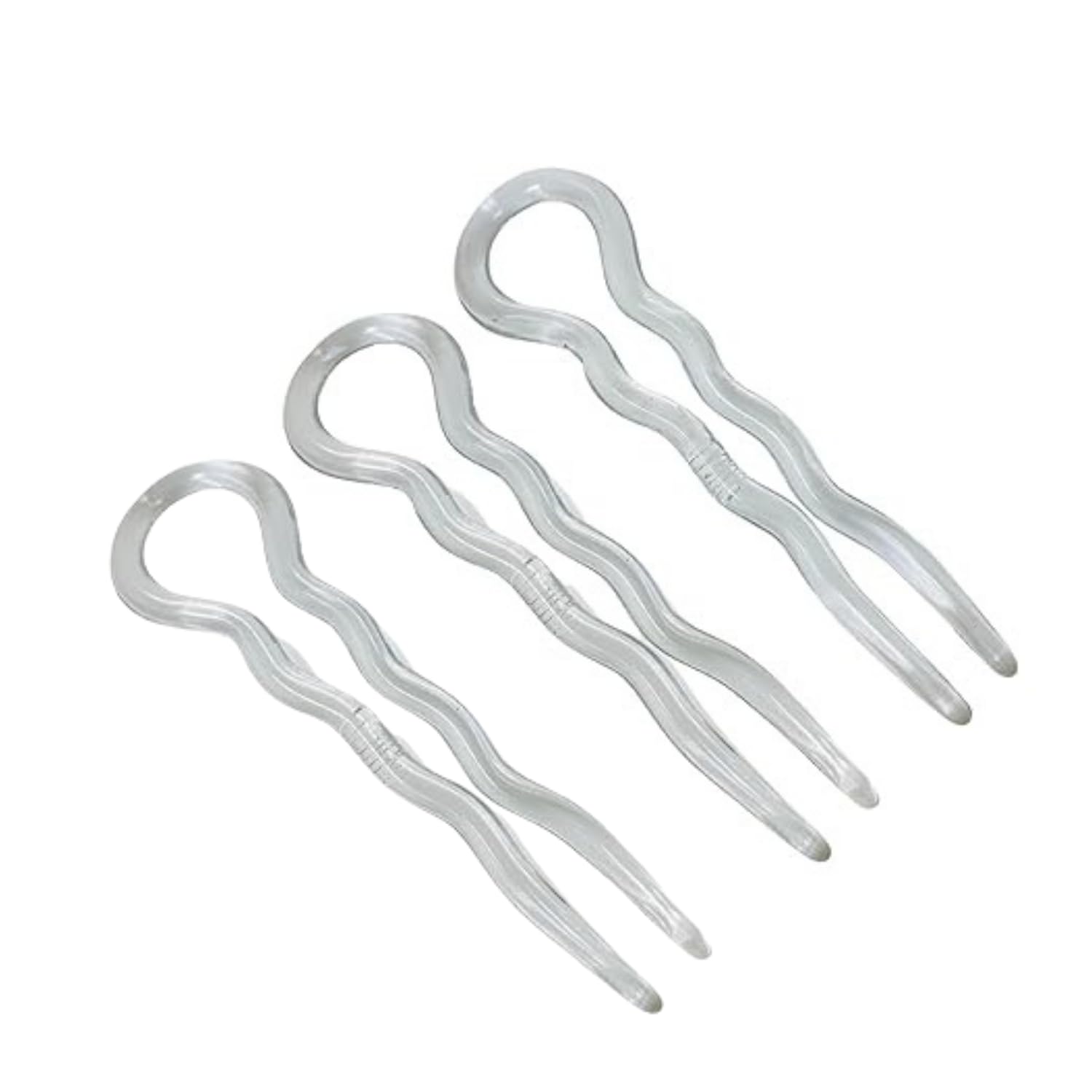 Parcelona French Sleek 3 1/2" Celluloid Wavy U Shaped Hair Pins for Women(3 Pcs)