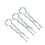 Parcelona French Sleek 3 1/2" Celluloid Wavy U Shaped Hair Pins for Women(3 Pcs)