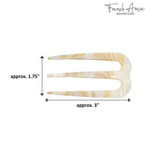 French Amie Tri Prongs 3" Handmade Cellulose Bun Holder Hair Pin Stick for Women