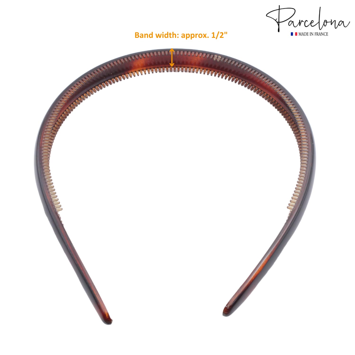 Parcelona French Reg Shell and Black Celluloid Hair Headbands for Women (2 Pcs)