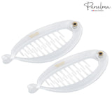 Parcelona French Effortless Mini Small Celluloid Banana Hair Clips(2 Pcs)