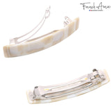 French Amie Oblong 3 1/2" Celluloid Handmade Automatic Hair Barrette for Women
