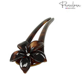 Parcelona French Belle Flower Shell Chignon Celluloid Hair U Stick Pin