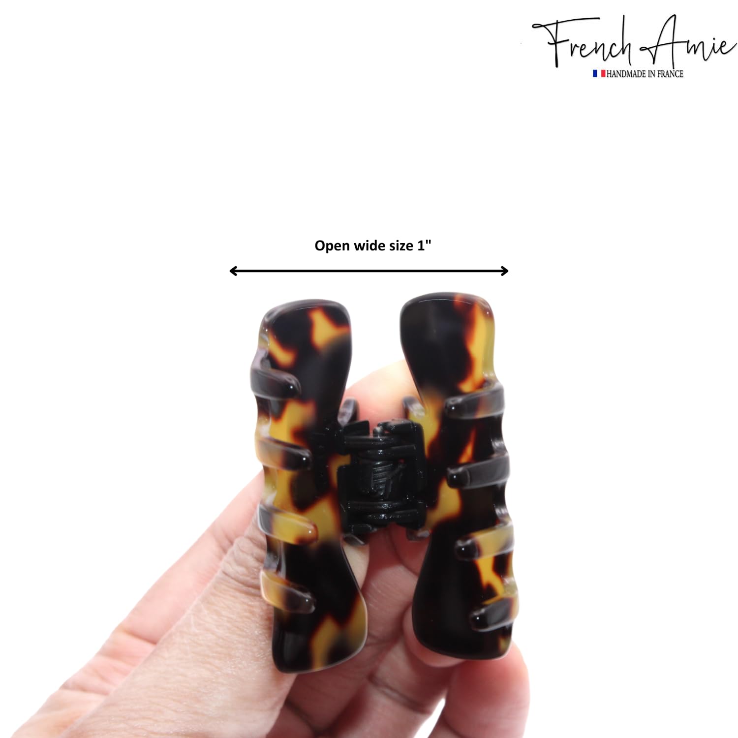French Amie Grace Small 2” Cellulose Handmade Flexible Hair Claw for Thin Hair