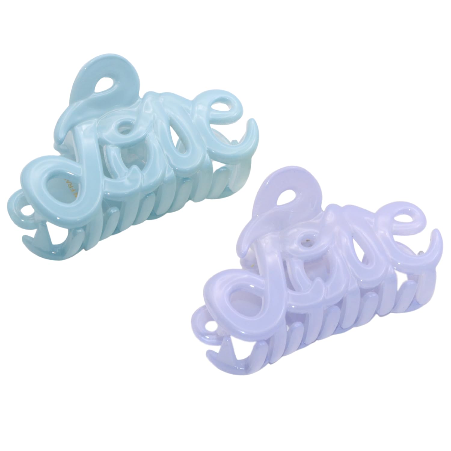 Parcelona French Love Small 2" Celluloid Acetate Hair Claws for Women and Girls