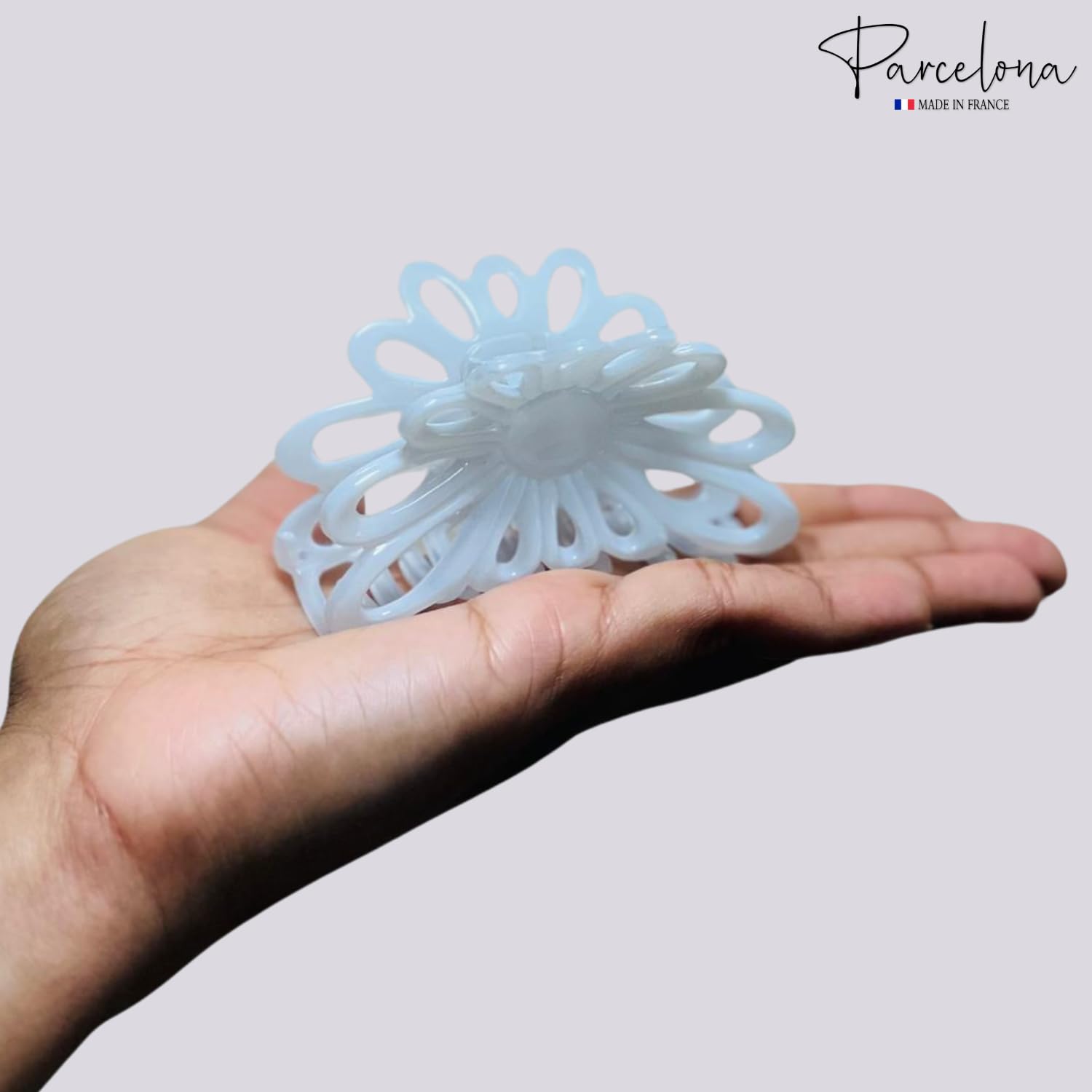 Parcelona French Plume Medium 3" Cellulose Acetate Hair Claw for Women (2 Pcs)