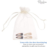 Parcelona French Mini Set of 4 Small 1.25" Celluloid Snap Hair Pins for Women