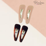 Parcelona French Mini Set of 4 Small 1.25" Celluloid Snap Hair Pins for Women