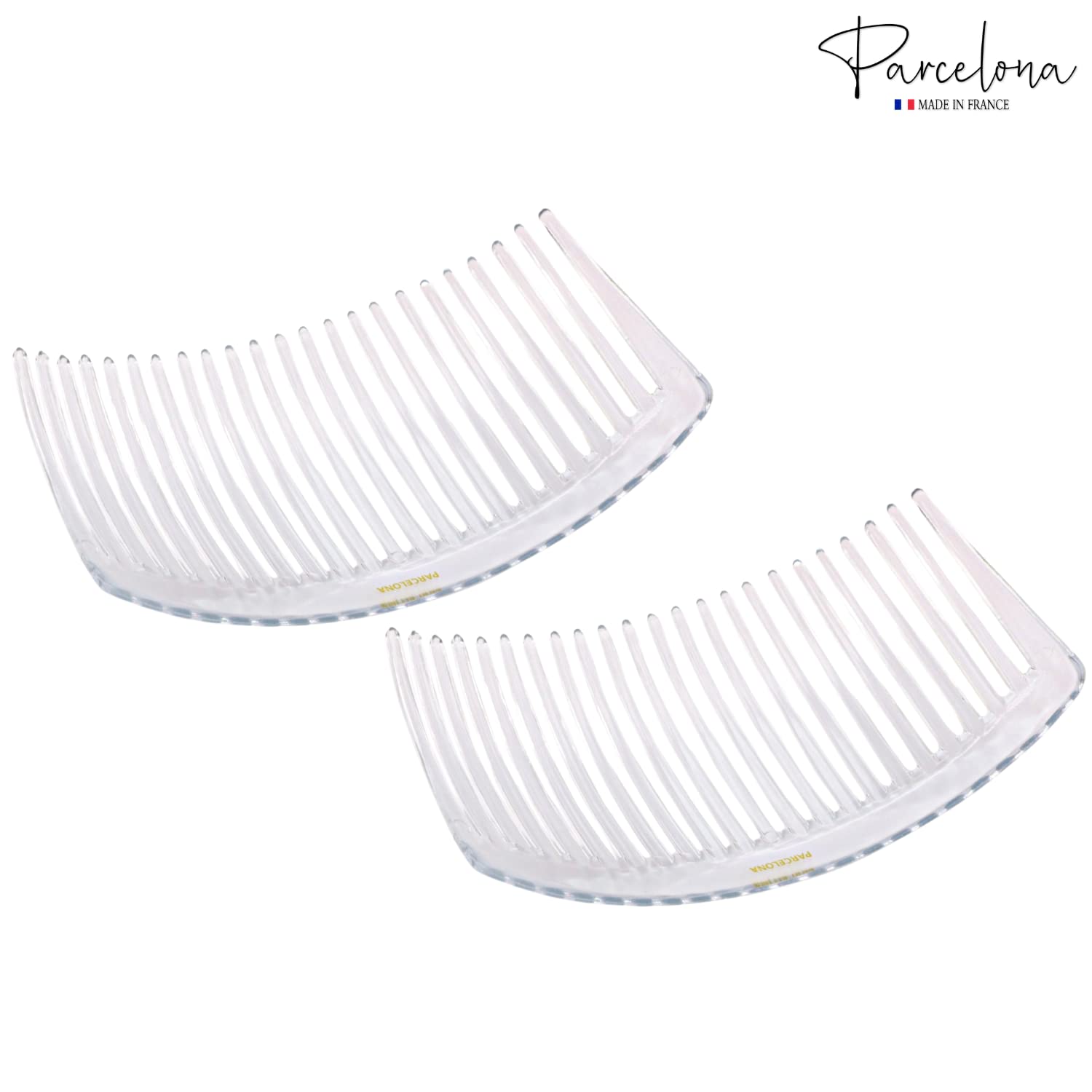 Parcelona French Glossy Large Cellulose Updo 23 Teeth Hair Side Combs(2 Pcs)