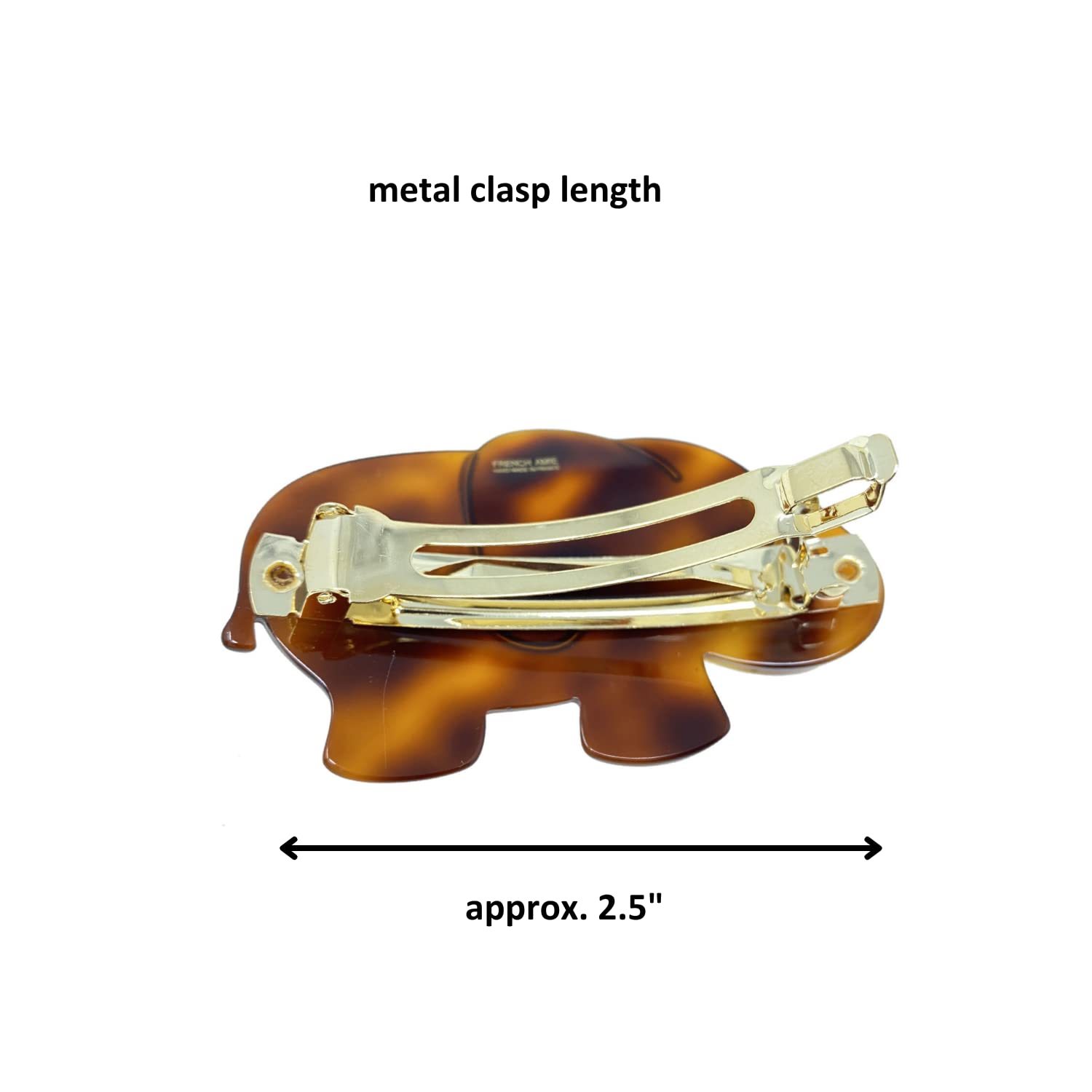 French Amie Elephant Crystal Shell Cellulose Handmade Hair Barrette for Women