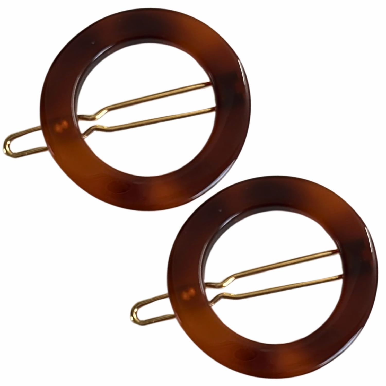 French Amie Mini Circle 1 ¼” Hair Clip - Snap Tige Boule Women Barrette Set Of 2