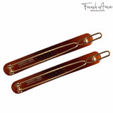 French Amie Rounded Oblong Small 2.5"Tige Boule Metal Clasp Hair Barrettes